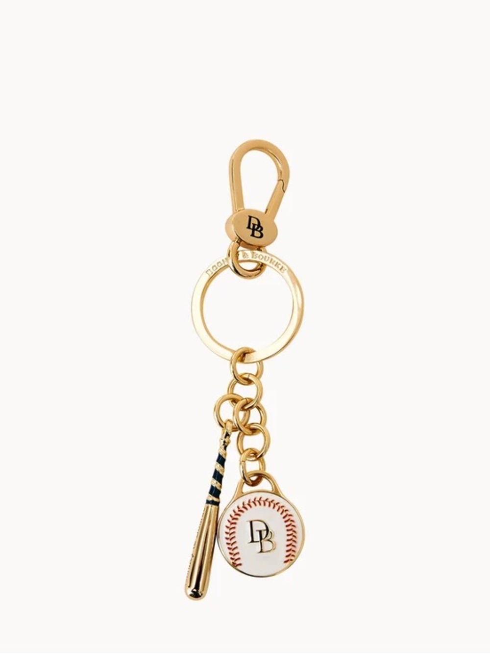 Dooney & Bourke Gold-tone Baseball Bat & Ball Key Fob - White/Gold